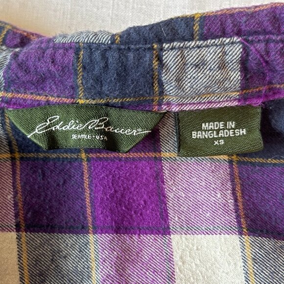 Eddie Bauer | Purple Plaid Button Down Shirt | XS - Picture 4 of 10